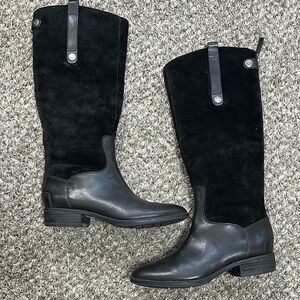 Sam Edelman Black Heeled Boots with Mid-Calf Design